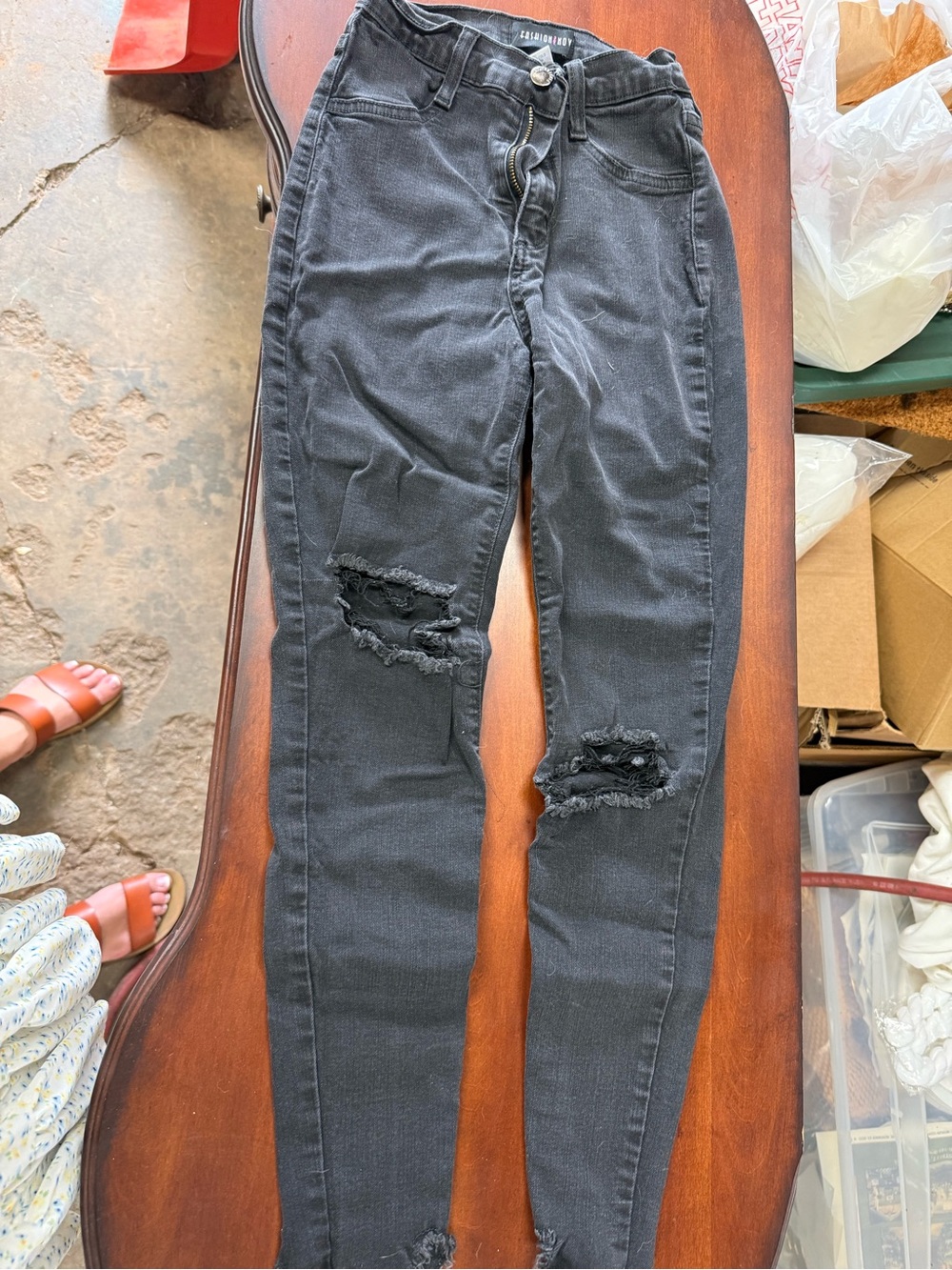 Fashion Nova Black Ripped Skinny Jeans